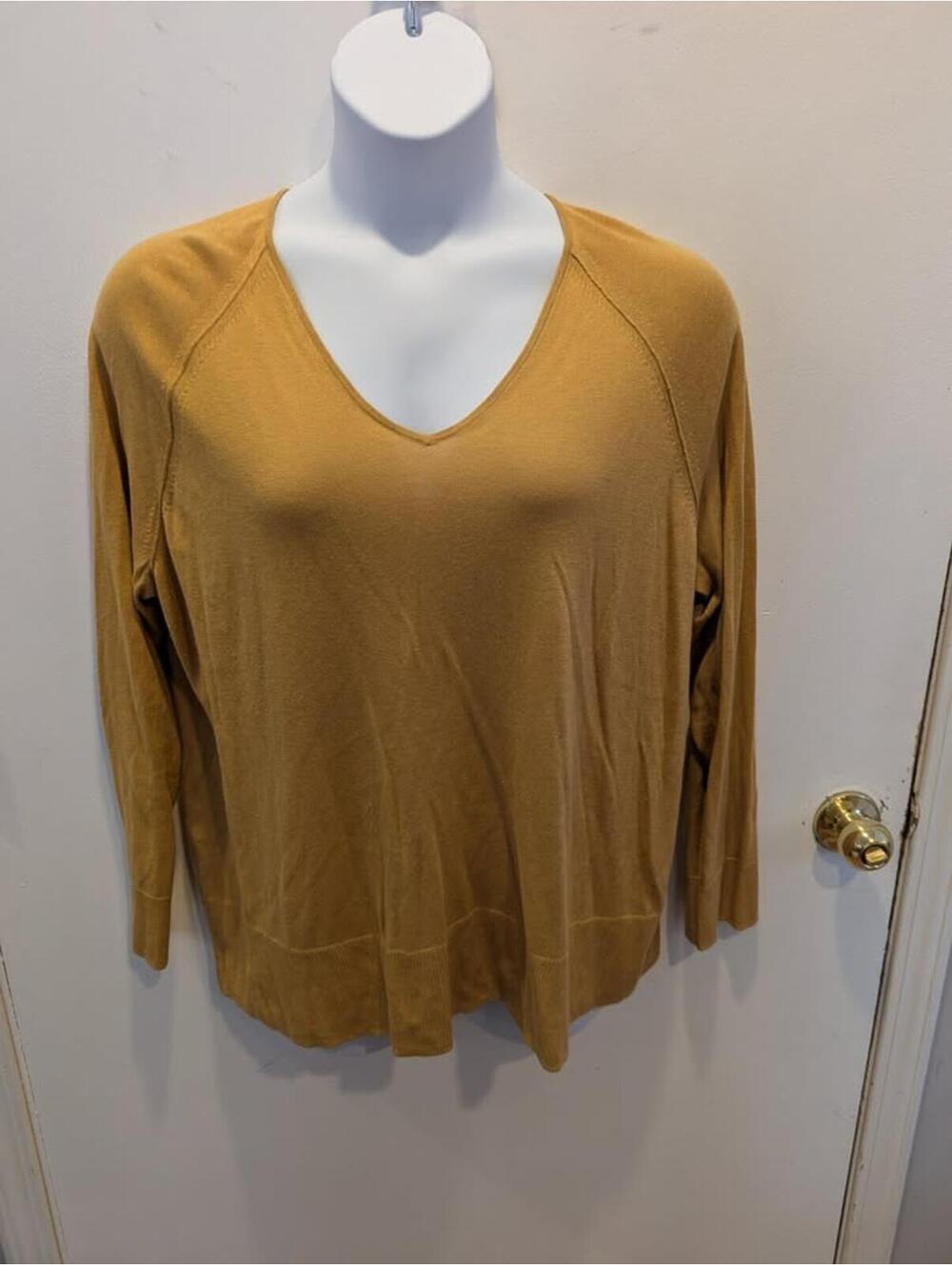 J. Jill Mustard Yellow V-Neck Sweater – XL -Soft Lightweight Pullover (Women’s)
